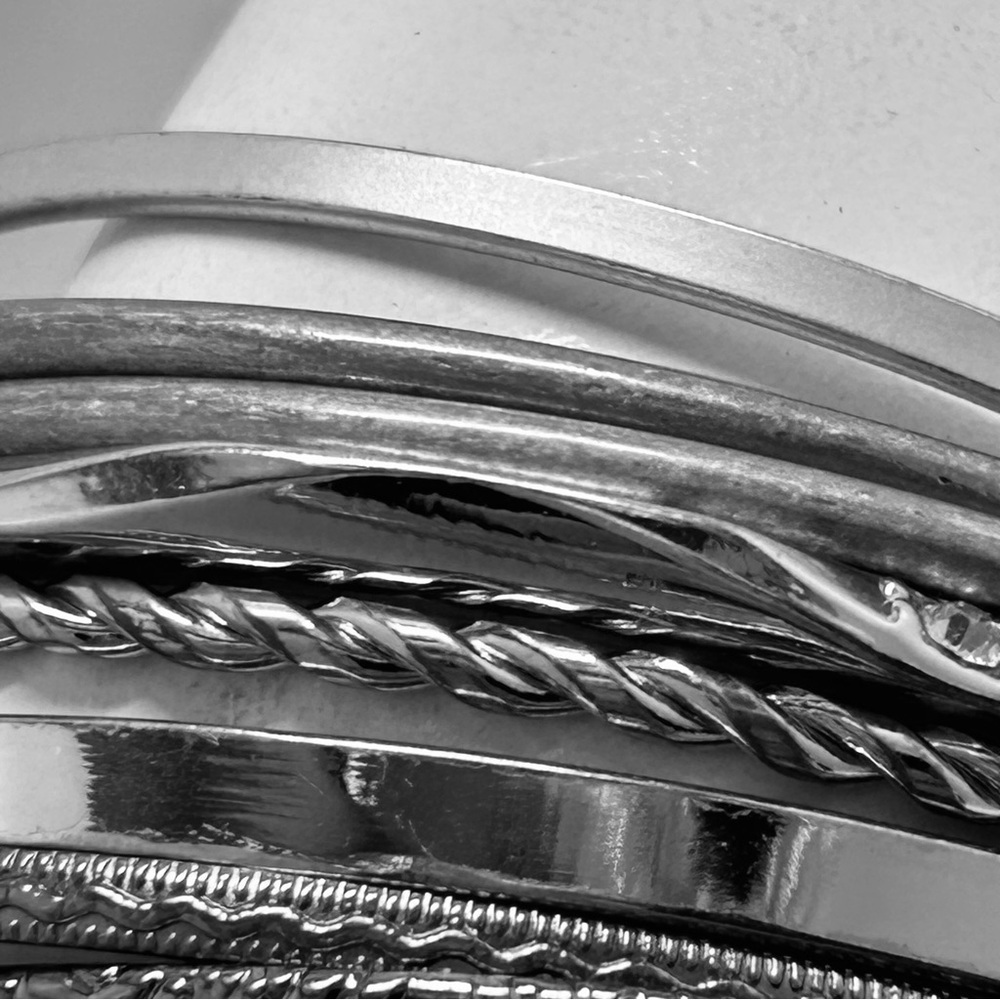 Silver Bangles Stack Of 24 Bracelets - image 4
